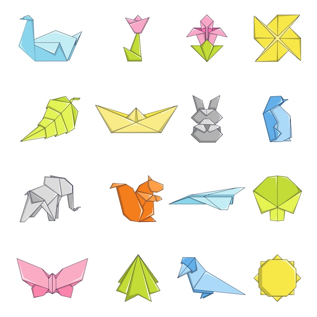 Origami icons set