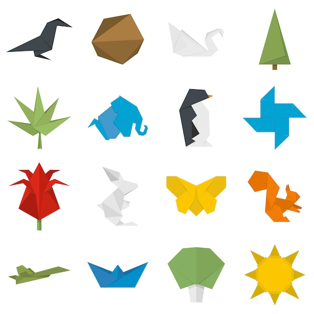 Origami icons set 