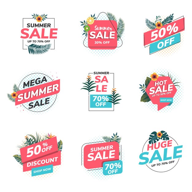 Vector   origami summer sale labels 