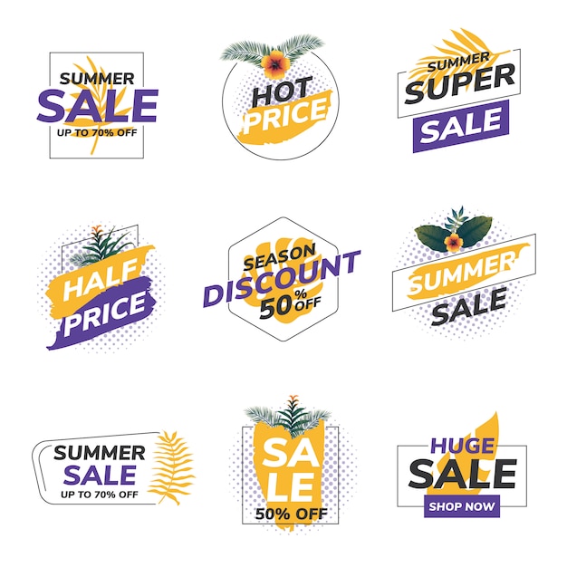 Vector   origami summer sale labels 