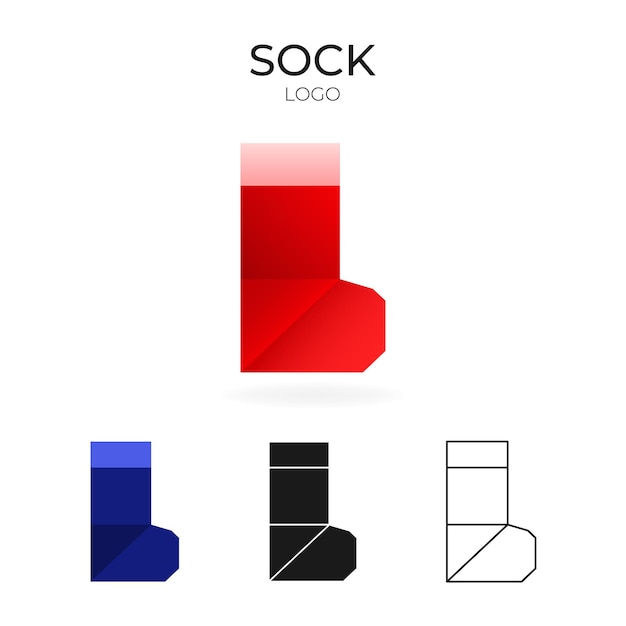 Origami vector logo set with Sock isolated Logo in different variations Gradient color black