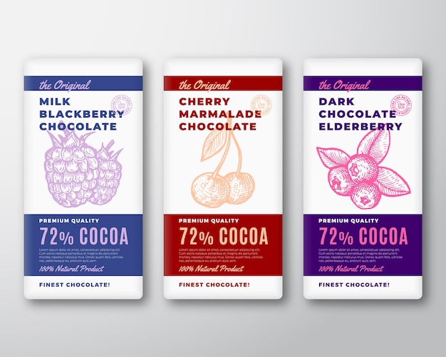 The Original Finest Chocolate Abstract  Packaging  Labels Set.