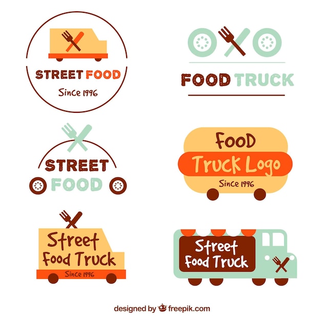 Vector original pack of fun food truck logos