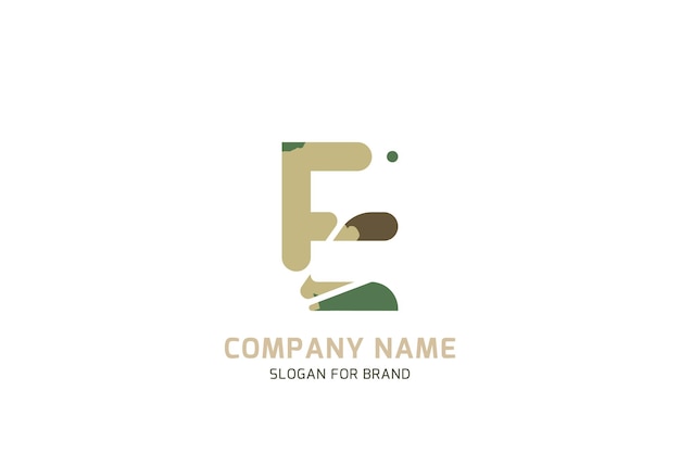 Original symbol E for logo Letter in camouflage stylization for military and army theme for creative design template Flat illustration EPS10