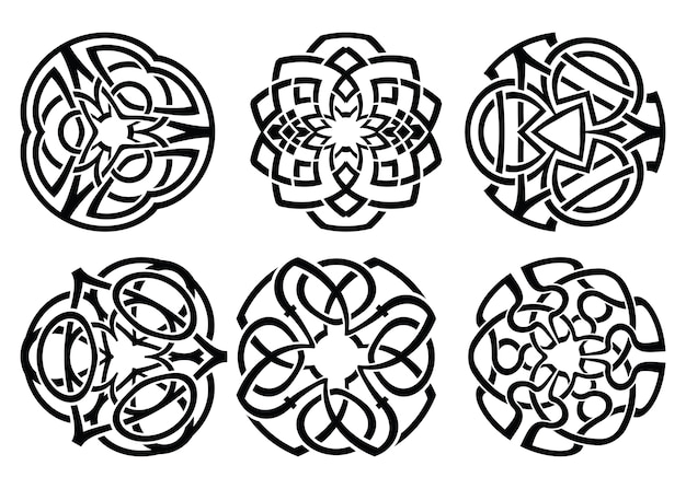 ornament, decorative Celtic knots and curls set.