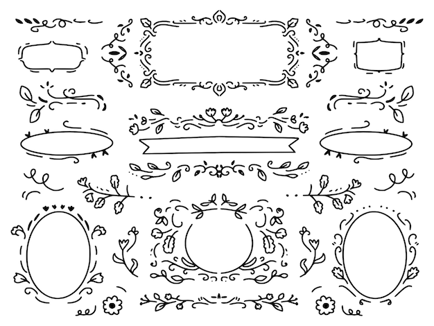 Ornament flower wreath and decorative drawing frame set collection