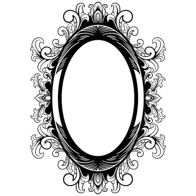 Ornament frame black and white vector illustration