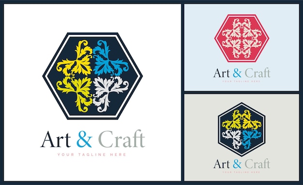 Vector ornament pattern colourful set modern art and craft logo template design