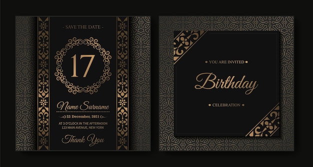 Ornament pattern style elegant birthday invitation