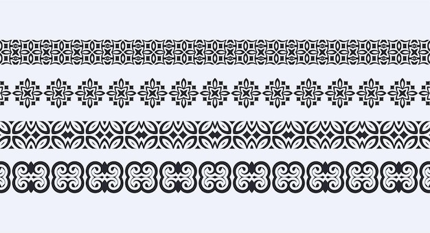 ornament style ethnic seamless borders set