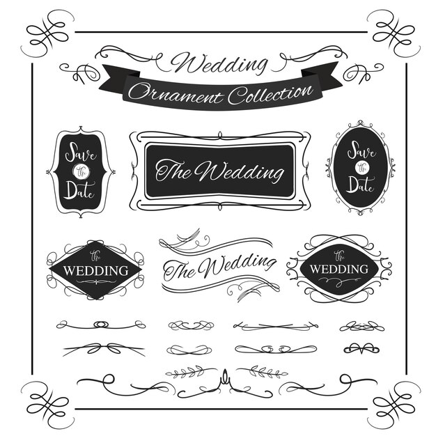 Vector ornamental banner wedding calligraphic frame banner for vintage design