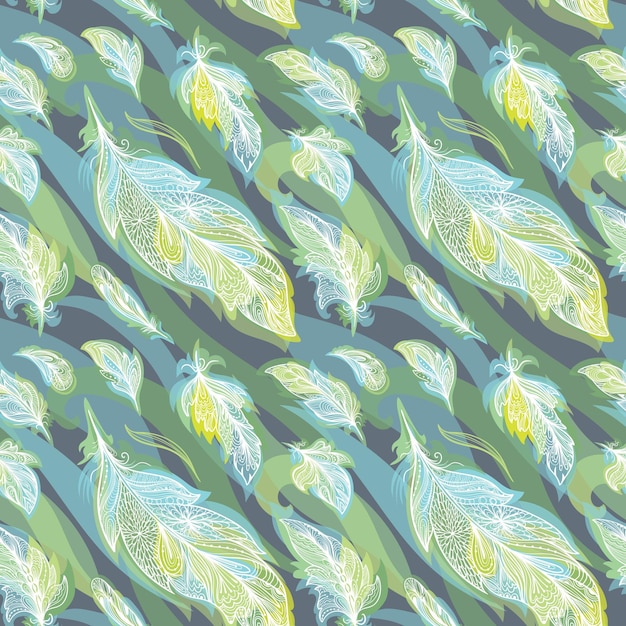 Vector ornamental boho seamless background in greenery spring colors for textile and paper design