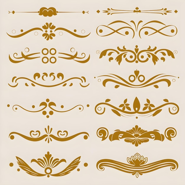 Vector ornamental design elements of honeydew color decorative intricate swirls frames border divider