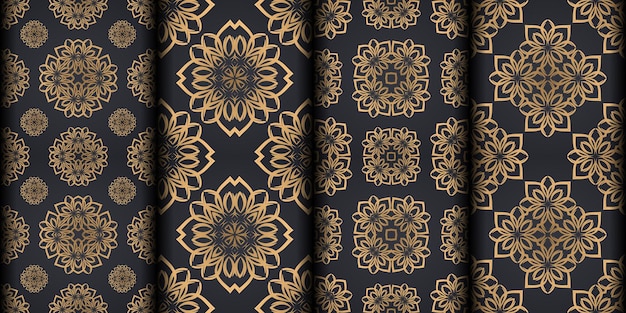 Ornamental gradient gold seamless pattern background