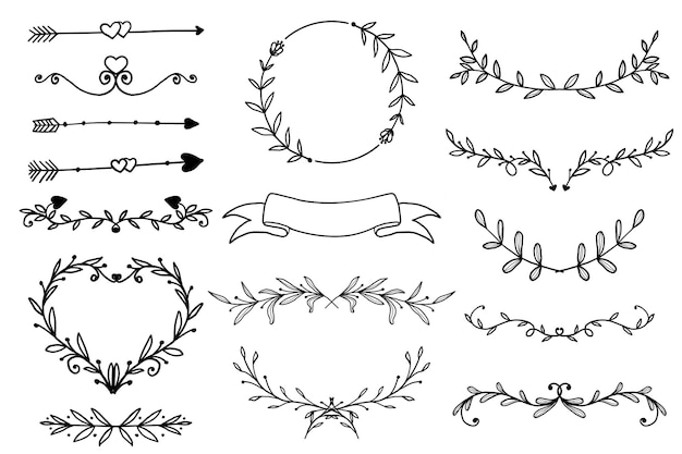 Ornamental hand drawn floral frame , border and banner