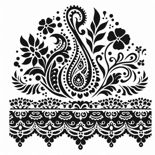 Ornamental lace silhouette border pattern