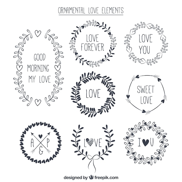 Ornamental love elements collection