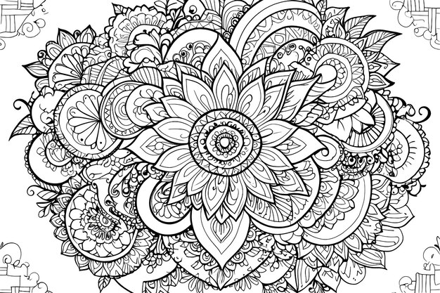 Ornamental mandala adult coloring book page Entangle style coloring page Arabic Indian ornament