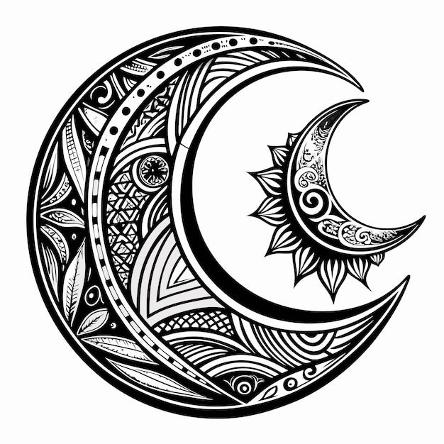 Vector ornamental moon and sun design