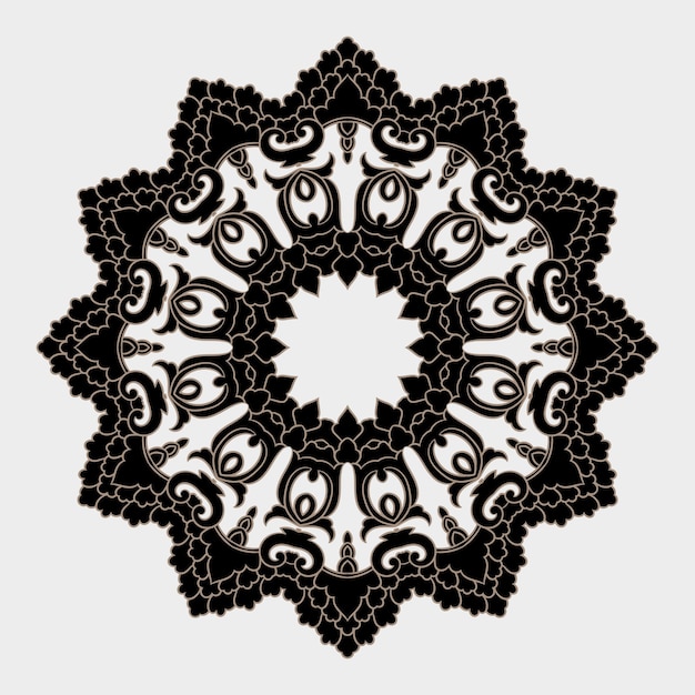 ornamental round lace with damask and arabesque elements.