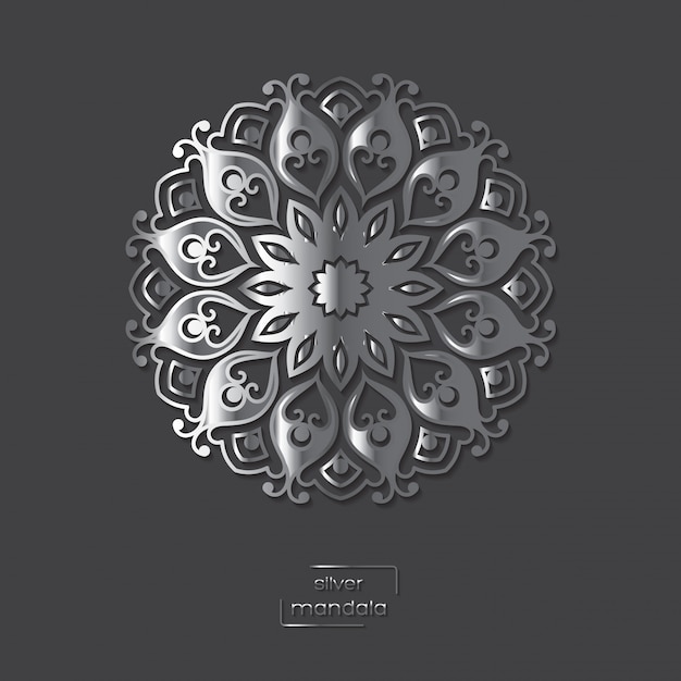 Ornamental silver flower oriental mandala