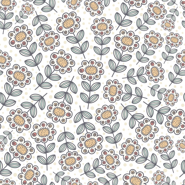 Ornamental sunflowers seamless pattern