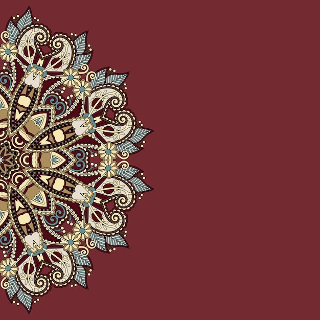 Ornamental template with circle floral background