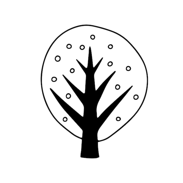 Ornamental Tree Silhouette in Doodle Style