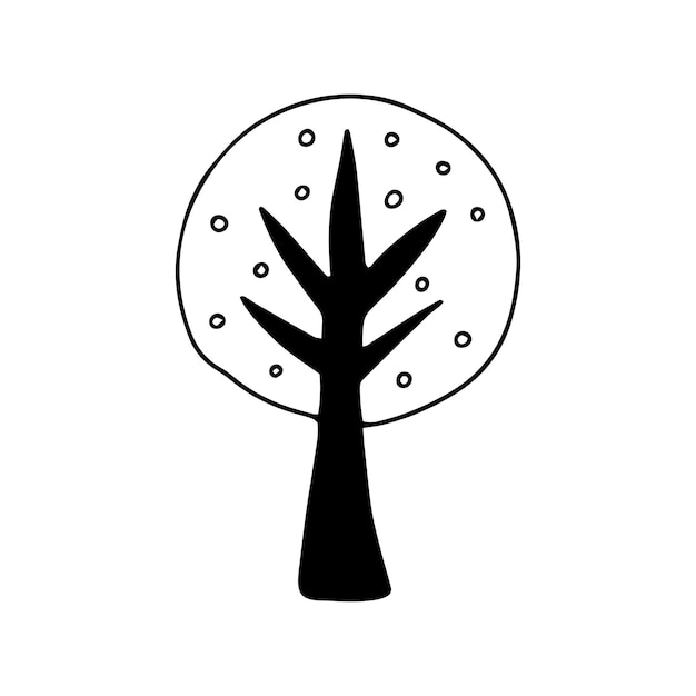 Ornamental Tree Silhouette in Doodle Style