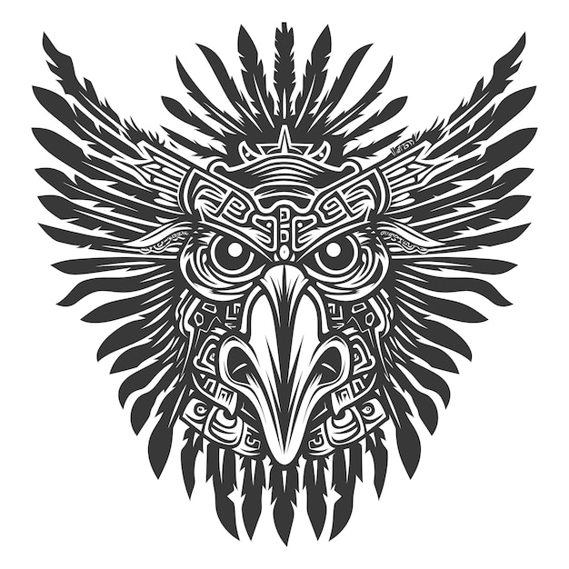 Ornamental Tribal Eagle Head with Feathers