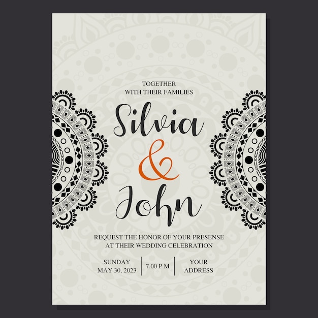 Ornamental wedding invitation card  vector.