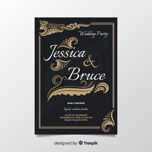 Ornamental wedding invitation template