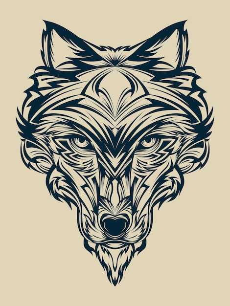 Ornamental Wolf head vector Illustration