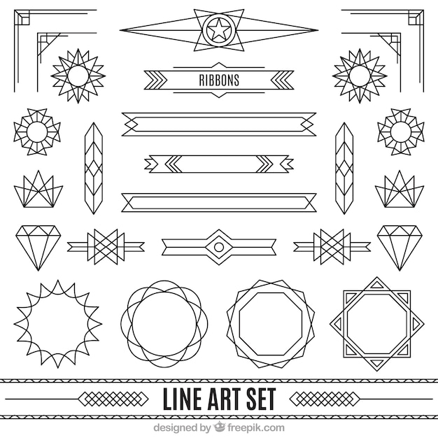 Ornaments in art deco style set