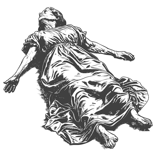 Vector ornate detailed sketch of a reclining woman in flowing dress