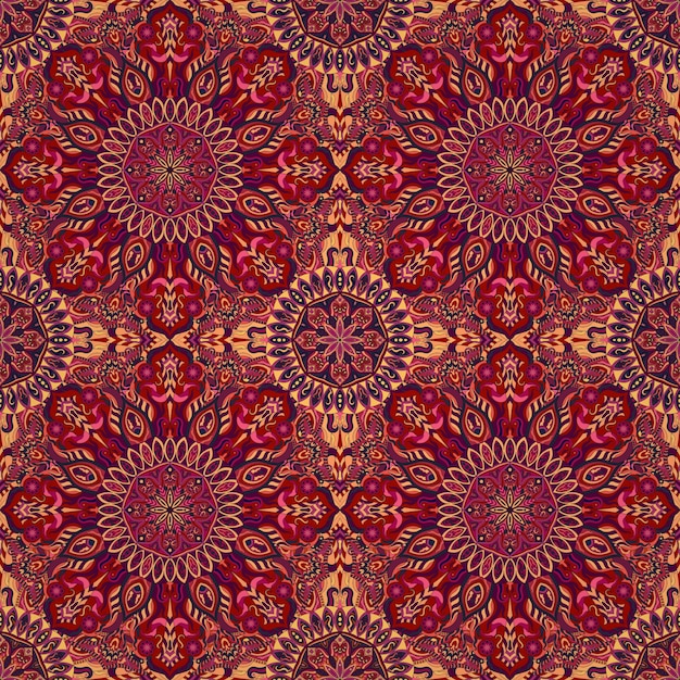 Ornate floral seamless texture, endless pattern with vintage mandala elements.