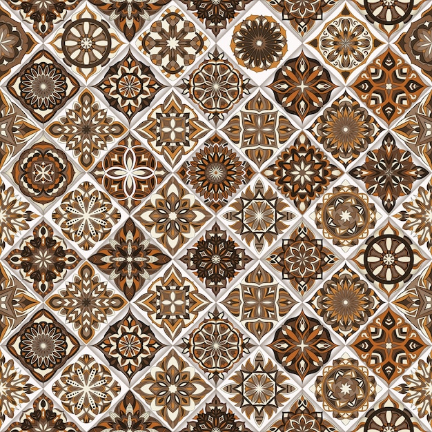 Ornate floral seamless texture, endless pattern with vintage mandala elements.