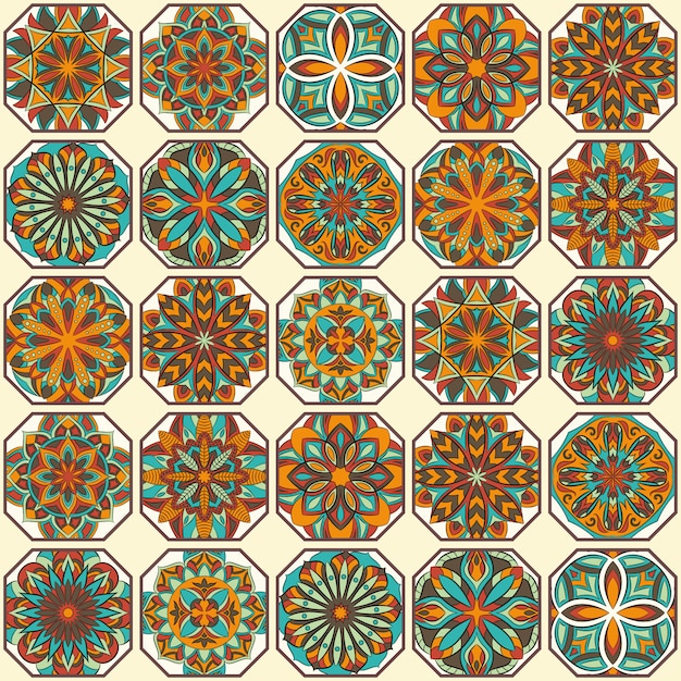 Ornate floral seamless texture, endless pattern with vintage mandala elements.