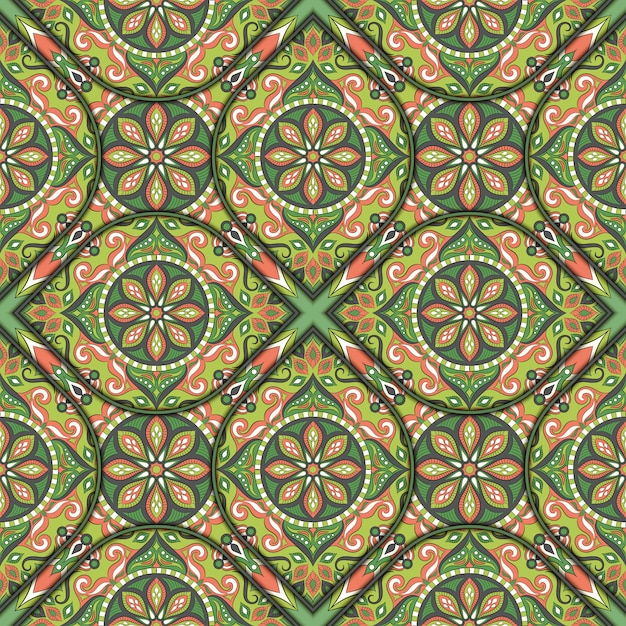 Ornate floral seamless texture, endless pattern with vintage mandala elements.