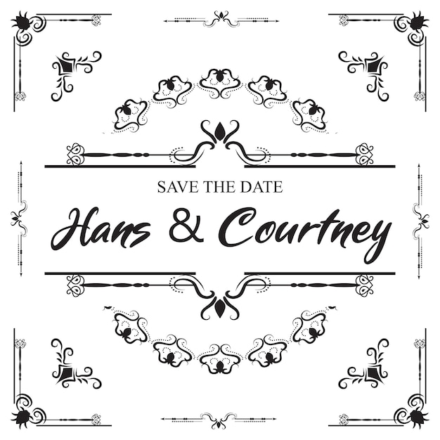 Vector ornate frames and scroll elements classic wedding frame free vector
wedding