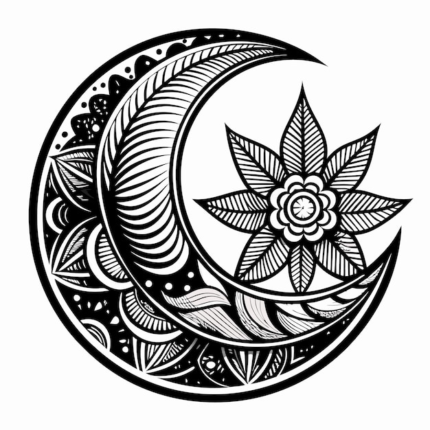 Ornate Moon and Flower Design