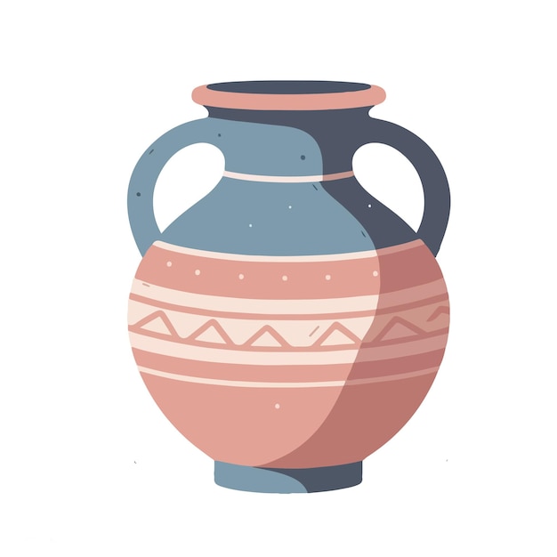 Ornate terracotta vase pottery boho flat vector