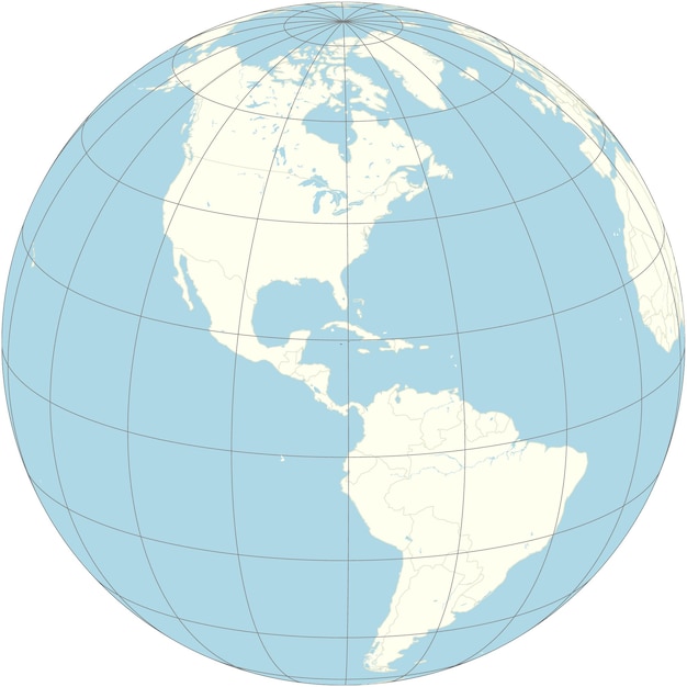 The orthographic projection of the world map with Cayman Islands at its center a British Overseas