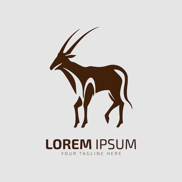 oryx logo icon or Stand Goat Simple Template Design on grey background