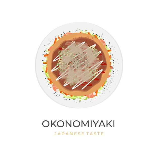 Osaka Style Okonomiyaki Vector Illustration Logo