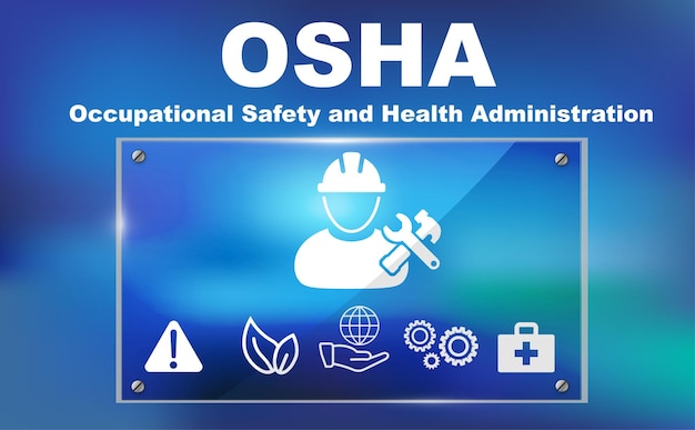 OSHA Occupational Health and Safety Act Concept plate with icons Information awareness poster Vector illustration