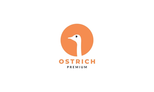 Ostrich bird head with sunset circle logo vector illustration design