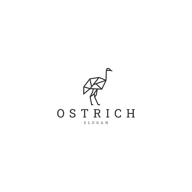 Ostrich line art logo design template