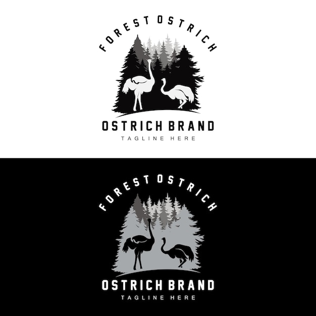 Ostrich Logo Design Desert Animal Illustration Living In The Forest Vector Camel Brand Product