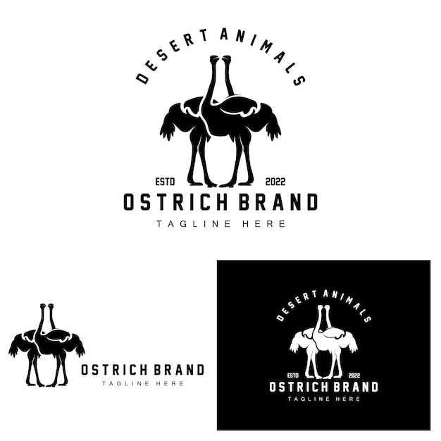 Ostrich Logo Design Desert Animal Illustration Living In The Forest Vector Camel Brand Product